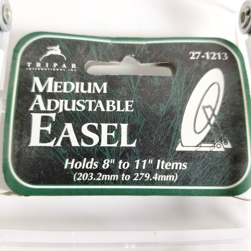 NWT Adjustable Medium Clear/White Easel, Smart Phone Stand, Holds 8"-11" Items!